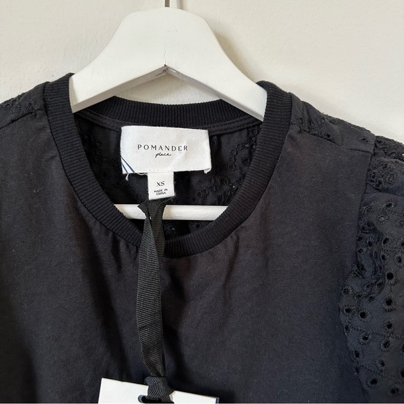 NWT Pomander Place Tuckernuck Eyelet Emi Black Lace Flutter Top Size XS - Picture 6 of 8